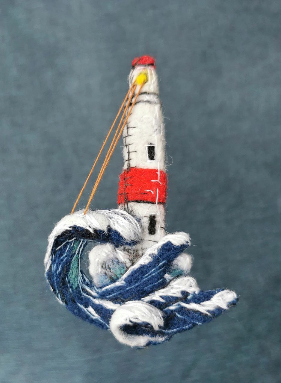 Маяк - Дизайнерское украшение из войлока ручной работы